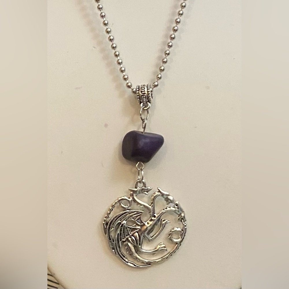 NEW Chinese Marble with Dragon charm necklace